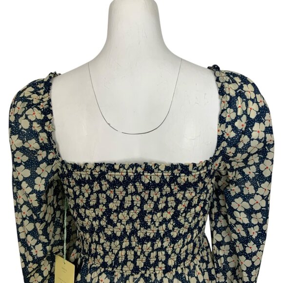 Trovata Birds Of Paradis Alize Blouse XS Blue Floral NEW - Picture 8 of 13